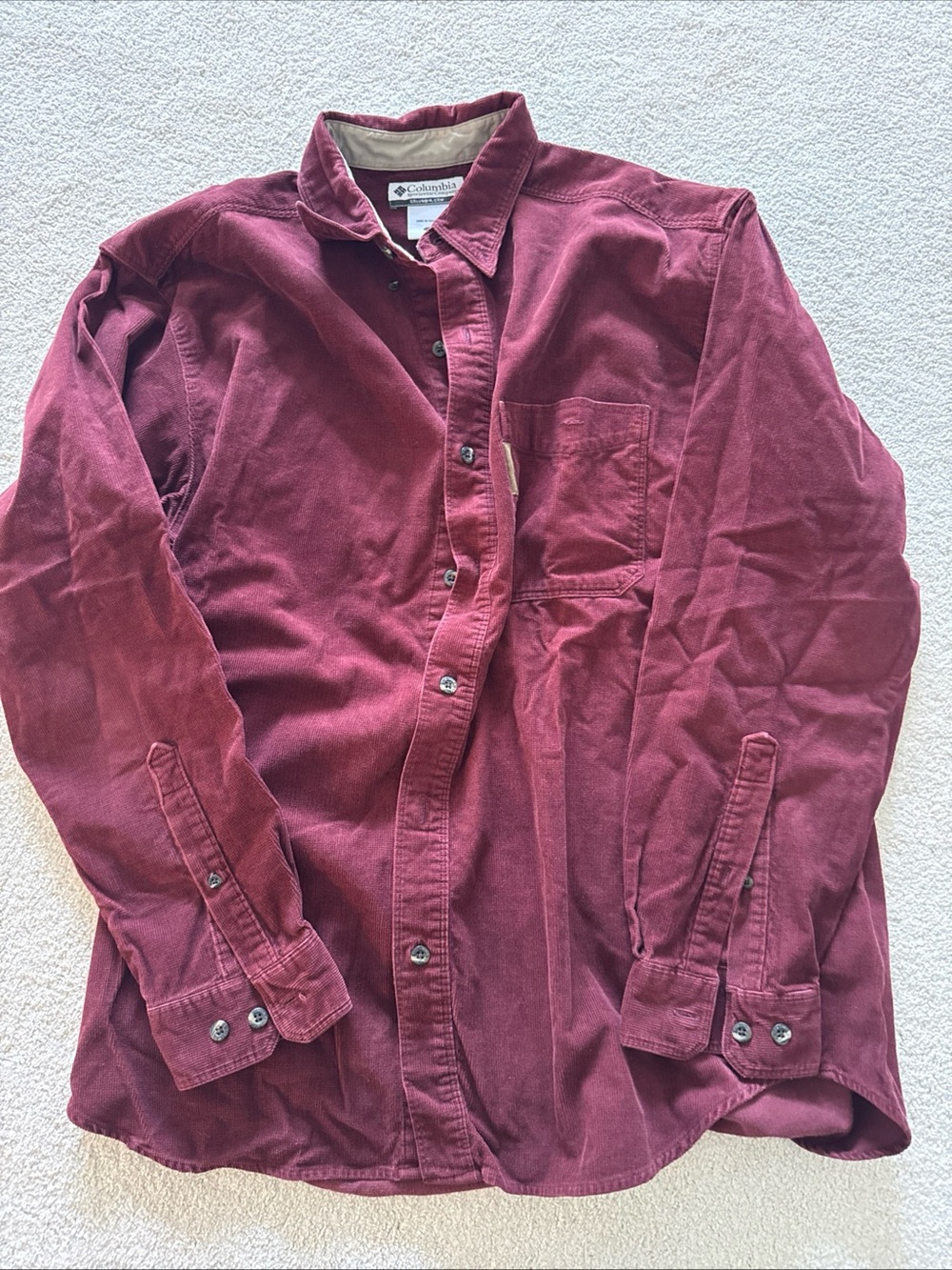 Columbia Men's Long-Sleeve Corduroy Shirt - Burgundy Large